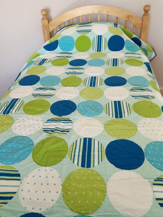 Other - Polka Dot Quilt Twin Blue Green Teen Kids Cotton Home Bedding